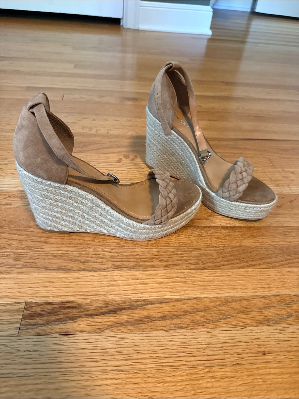 Lisa Bicky Braided Espadrille Wedge - Tan Suede